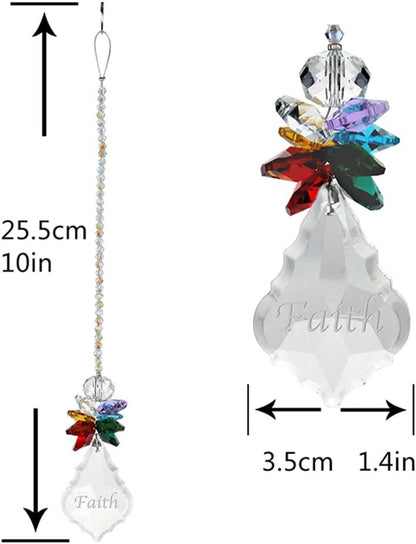 H&D HYALINE & DORA Glass Crystal Rainbow Angel Ornament Chakra Hanging Suncatcher Window Sun Catcher with Baroque Maple Leaf Pendant for Gift, Pack of 3