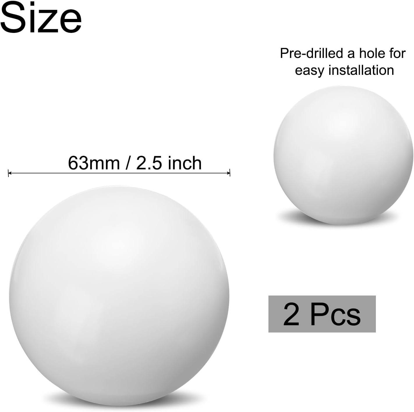 uxcell 2 Pcs Gazing Globe Decor Ball 2.5 Inch 63mm Reflective Garden Sphere Hollow Ball, Seamless Stainless Steel Gazing Ball, Smooth Mirror Globe for Garden Home Decor, Bright White