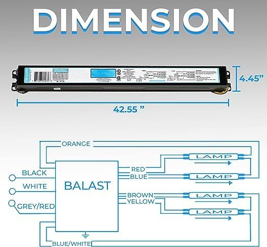 OHLECTRIC Replacement for ICN-4S54-90C-2LS-G 4 Lamp - T5 Fluorescent Electronic Ballast - 120-277