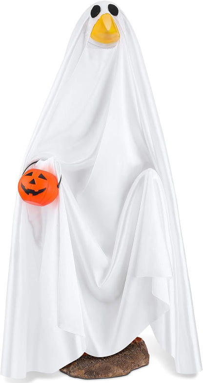 Halloween Goose Outfit Ghost Porch Outfits Yard Clothes Silly Lawn Shirt for 23'' Cement Plastic Duck Decorations
