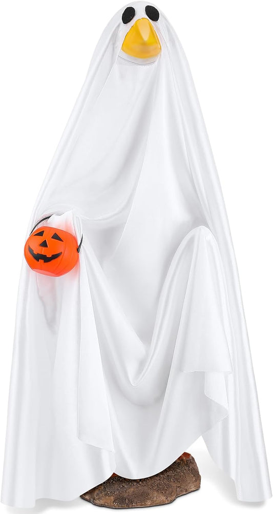 Halloween Goose Outfit Ghost Porch Outfits Yard Clothes Silly Lawn Shirt for 23'' Cement Plastic Duck Decorations