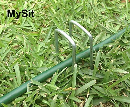 MySit 6" Galvanized Landscape Staples Garden Stakes Pins 200 Pack, Heavy-Duty 11 Gauge Garden Staples Anti-Rust Fence Stakes for Anchoring Weed Barrier Fabric Irrigation Tubing Soaker Hose
