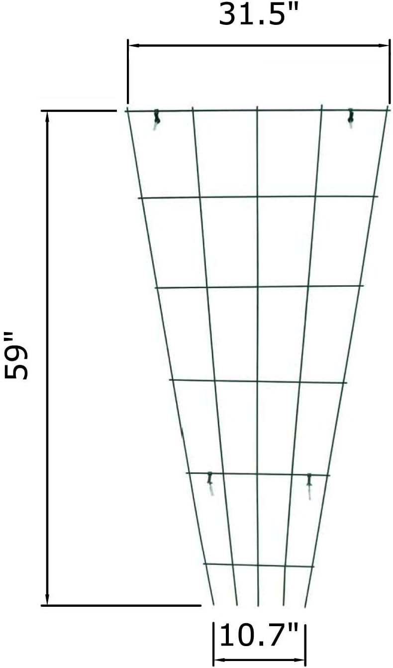 Green PVC Pot Trellis 57''x31.5 Metal Plant Stakes for Climbing Plants Pack of 2