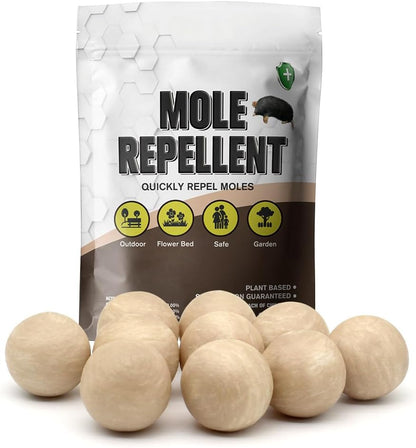 Mole Repellent for Lawns, Gopher Repellent, Groundhog Vole Repellant Outdoor, Keep Moles Out of Garden/Lawn, Pet Safe Mole Repellant, Lasting Protection, Easy to Use-10P