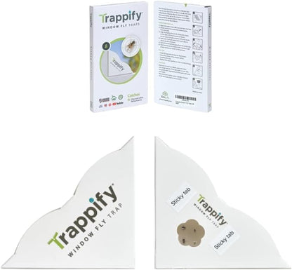 Trappify Fly Trap Indoor: Window Fly Traps for Home | Fruit Fly Traps for Indoors, Gnat Traps for House Indoor | Disposable Fly Trap with Sticky Adhesive Strips | Inside Bug Catchers (8 Pack)