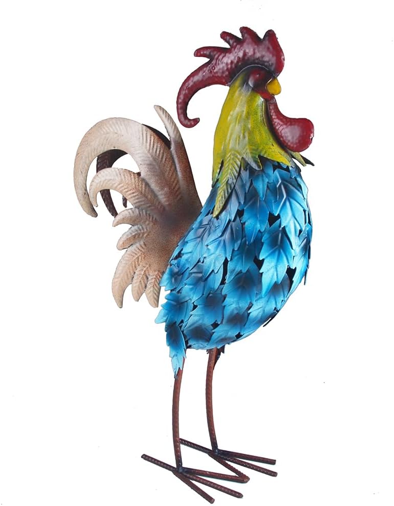 Rooster Statue Vintage Chicken Animal Sculpture Garden Decoration Metal Yard Art for Patio Lawn Backyard Outdoor Indoor Decoration