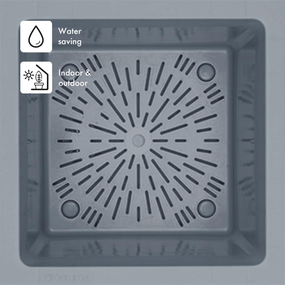 Deroma Millennium 10” Cube Planter | Light & Durable Plastic | Indoor or Outdoor Square Pot for Patio/Porch | Includes Water Reserve & Drain Plug | Trendy Planter for Plants, Flowers, Garden | Grey