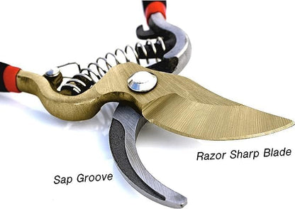 Garden Guru Indestructible Titanium Garden Clippers - Professional Bypass Hand Pruner Pruning Shear with Comfort Grip Handles for Gardening, Trimming, and Yard Work - Hardened Steel & Titanium Blade