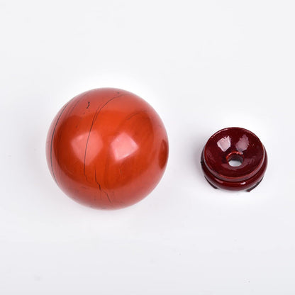 JIC Gem Red Healing Crystal Ball with Decoation Stand - Red Jasper Gemstone Sphere for Fengshui, Meditation & Energy Reiki (90-100mm)