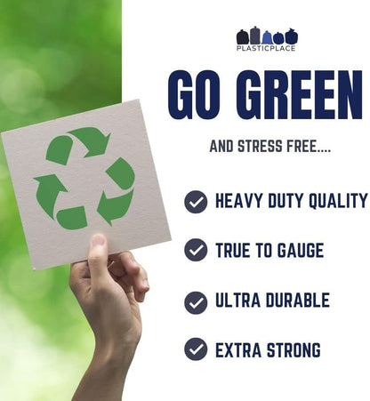 Plasticplace 32-33 Gallon Recycling Trash Bags, 1.2 Mil, Blue Garbage Liners, 33” x 39” (100 Count)