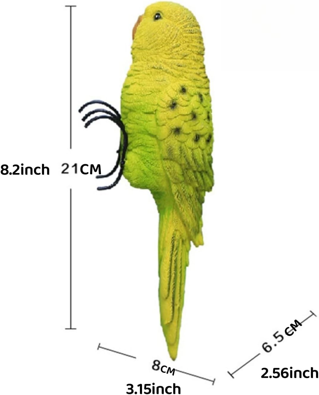 Realistic Parrot Sculpture Resin Hanging Parrots Garden Statues Lifelike Bird Figurines Landscape Ornament Patio Yard Lawn Figurine Tree Decor, Outdoor Garden Wall Statues (GreenYellow)