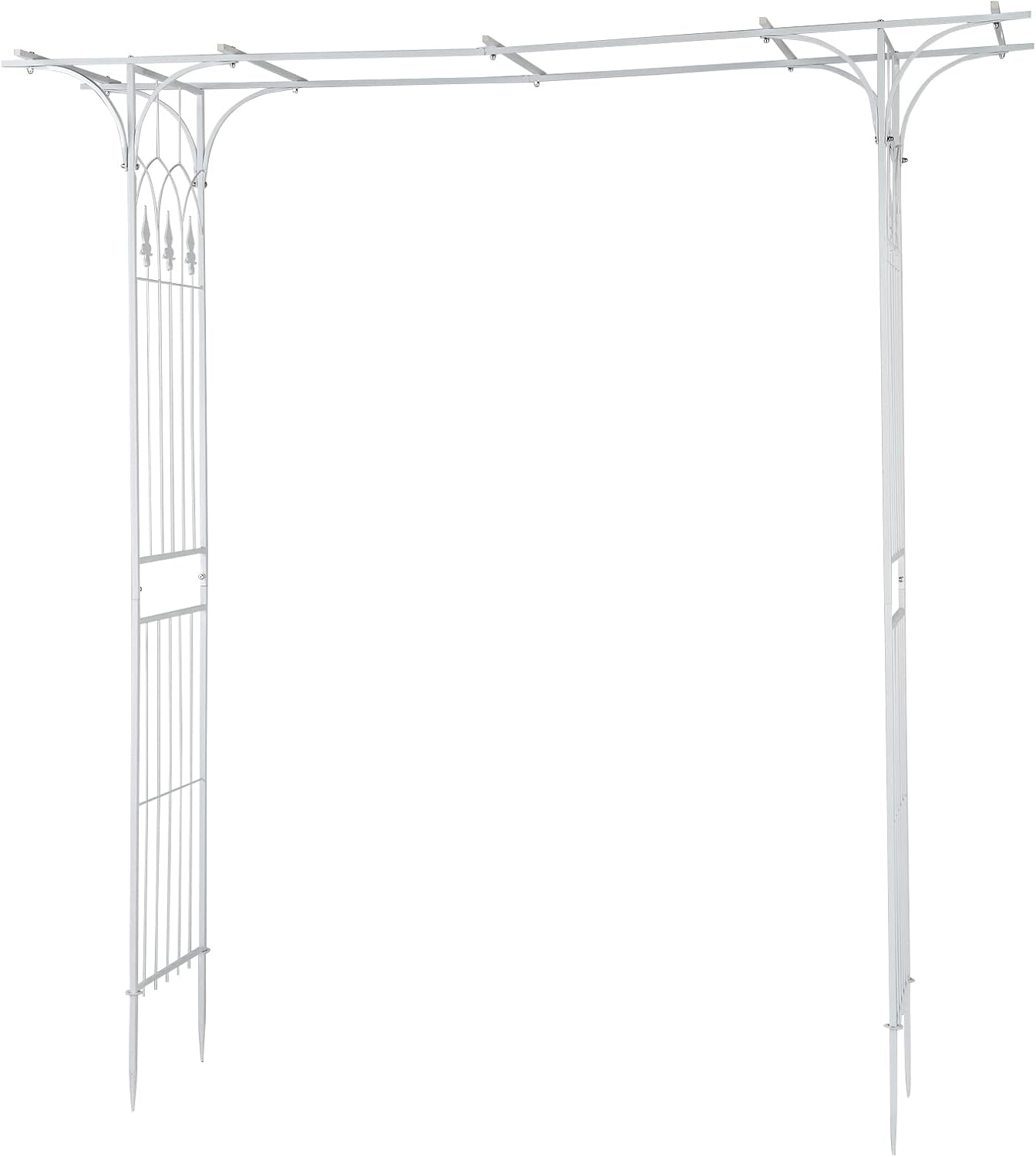 VINGLI Garden Arbor, Arch Archway for Wedding Ceremony Party, Steel Garden Trellis for Plant Climbing, Christmas Garden Decorations Pergola for Garden, Backyard, Lawn (White)