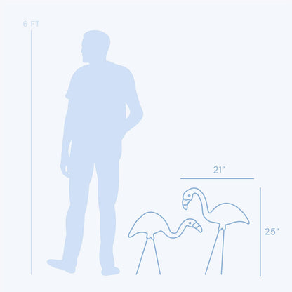 Bloem Spooky Flamingo Yard Stakes: 2 Pieces 25" Halloween - Head Up & Head Down Poses, Google Eyes, Galvinized Steel Legs, Durable Weatherproof Resin, for Indoor Or Outdoor Use, Yard Decoration