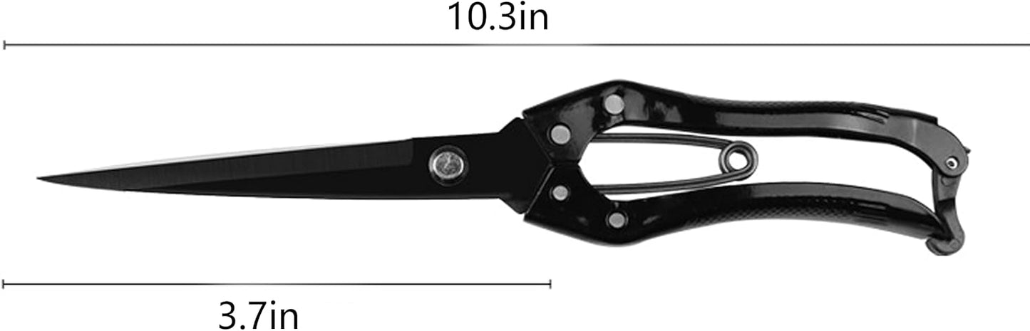 Grass Sheep Shear - Coated Wear-Resistant Handle, Manganese Steel Double-Edged, Strong Spring Suitable For Manual Shearing of Cow, Sheep, and Horse Hair (Black 10.2 inches)