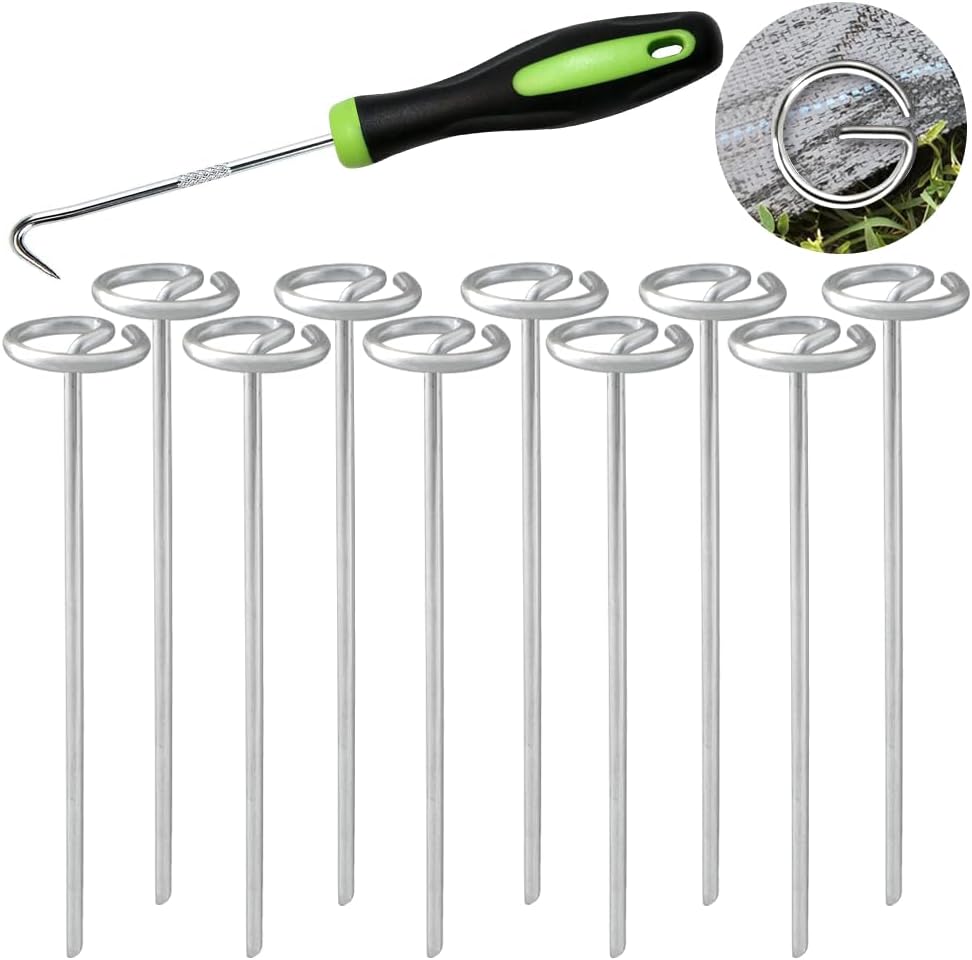 Bakulyor 50Pcs Circle Top Landscape Staples, 6 Inch Garden Stake 9 Gauge Galvanized Landscape Fabric Stakes, Heavy Duty Yard Ground Pins for Outdoor Gardening Weed Barrier Sod Fabric - Silver 6"