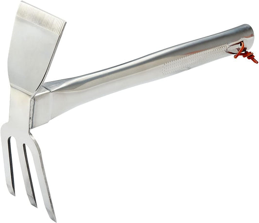 Sharp Sturdy 416 Stainless Steel rake Hoe, Heavy Duty Hoe Hand Tool for transplanting Digging Planting Loose Camping or Exploration