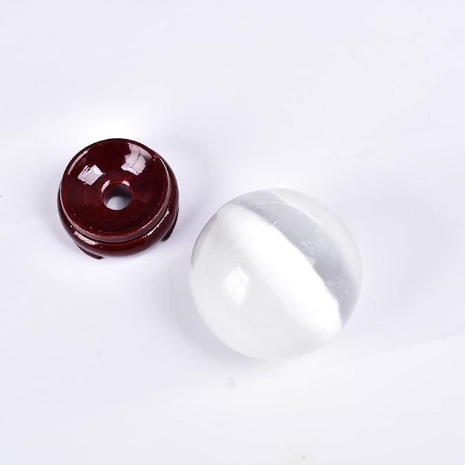 JIC Gem 1pcs 4.5" White Selenite Crystal Ball for Meditation、Fengshui、Home Decors Healing Crystal Ball