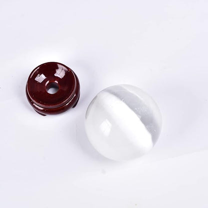 JIC Gem 1pcs 4.5" White Selenite Crystal Ball for Meditation、Fengshui、Home Decors Healing Crystal Ball