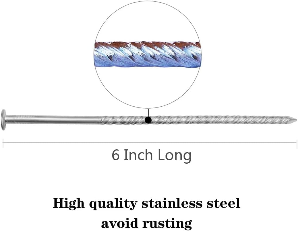 70 Pcs 6-Inch Artificial Turf Stakes, Stainless Steel Spiral Landscape Spikes, Landscape Edging Anchoring Spikes for Paver Edging, Weed Barrier, Artificial Turf Stake, Tent Stakes