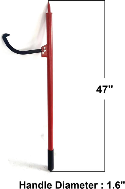 Log Peavey Steel Handle Log Peavey Tool - Logger Peavy Hook Log Roller Tool, max 19 Inch Opening Felling Log Roller Tool (47")