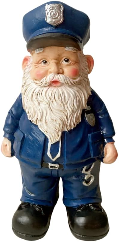molchagar Police Garden Gnome Statue,United States Police Officer Gnome Figurine Gift for Home Decor Outdoor Yard Art Lawn Ornaments
