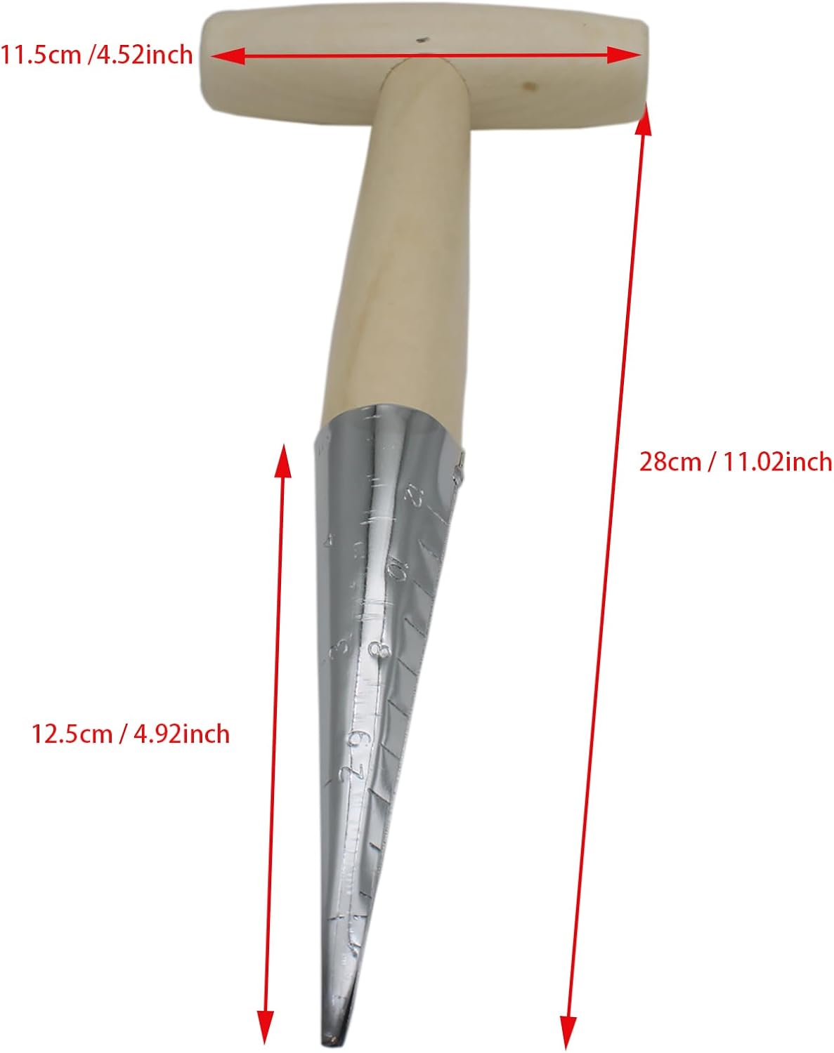 Garden Hand Dibber Seed Planter Tool Stainless Steel Sow Dibbler with Wooden Handle Garden Hole Punch Dibbler Tool for Sowing Seed (1pcs)