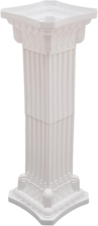 Roman Column Pedestal, Plastic White Columns for Weddings Indoor/Outdoor Roman Pillar Stand for Table Sculptures, Vase, Garden Decor (4PCS, 11.8 x 35.4 Ihch Square)
