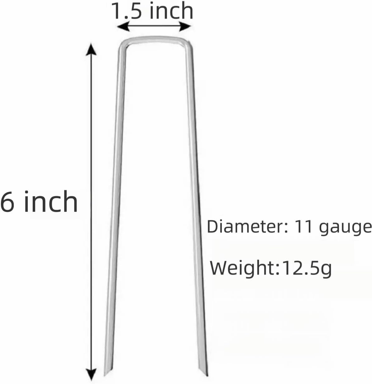 6 inch 25 Pack Silver Galvanized Landscape Staples 11 Gauge Garden Stakes Pins Anti-Rust Ground Stakes U-Shaped Tent Stakes are Used for Weed Barrier, Irrigation Tubing, Yard Lawn, Landscape Fabric