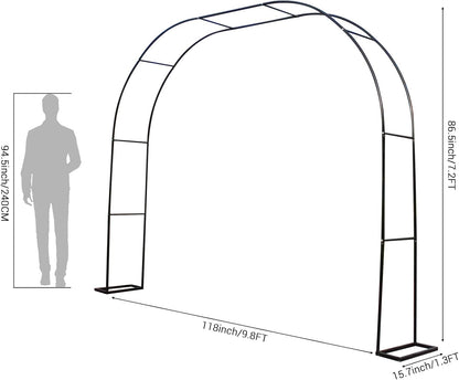 Garden Arch with Planter Metal Garden Arbor with Gate, Arch Trellis for Climbing Plants Rose, Wedding Archway Pergola for Lawn Patio Bridal Party Decoration