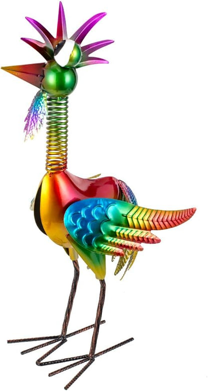 Metal Wacky Rooster Garden Statue, 18'' Rooster Decor Yard Statue Decorations Outdoor, Chicken Yard Art for Outside, Patio, Backyrad, Lawn(Colorful)
