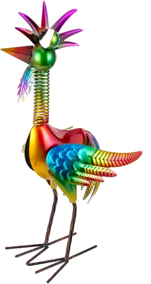 Metal Wacky Rooster Garden Statue, 18'' Rooster Decor Yard Statue Decorations Outdoor, Chicken Yard Art for Outside, Patio, Backyrad, Lawn(Colorful)