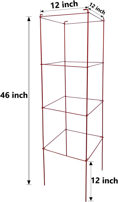 Tomato Cages 6 Packs 46 Inch (H) Plant Stand with 164 Feet Twist Ties, Heavy Duty Garden Plants Support for Tomatoes, Cucumber, and Other Climbing Plants (Red)