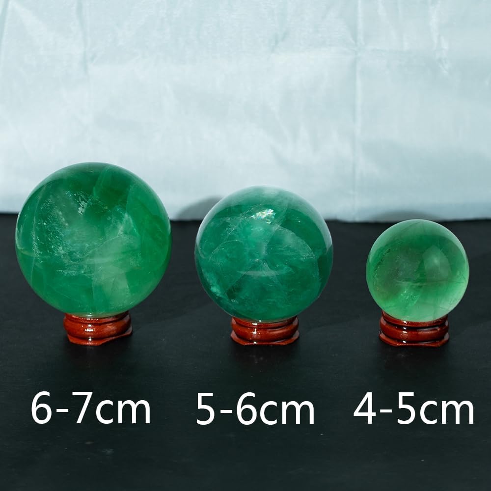 4-5CM/1.58-1.97inch Natural Fluorite Crystal Ball Hand Polished Fluorite Sphere Decorative Sphere Healing Crystals Ball Healing Stone Crafts Home Decor Ornament Gifts(40-50mm, Fluorite)