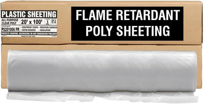 Aluf Plastics 6 MIL Thick Extra Strong Heavy Duty Fire Retardant Clear All Purpose Vapor and Moisture Barrier Sheet Tarp/Drop Cloth - 20' x 100' for Painting & Furniture (1 Pallet of 25 Pack)