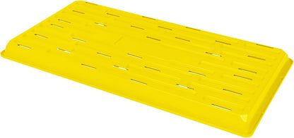 SUNPACK 10" x 20" Heavy Duty Shallow Plastic Seed Starting Tray, Yellow, 1" (Pack of 10) - Lined with Drainage Holes for Excess Water and Aeration, Ideal for Greenhouses or Indoor Gardening