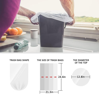 5 Gallon 330 Counts Strong Trash Bags Garbage Bags by Teivio, Bathroom Trash Can Bin Liners, Plastic Bags for home office kitchen, Clear