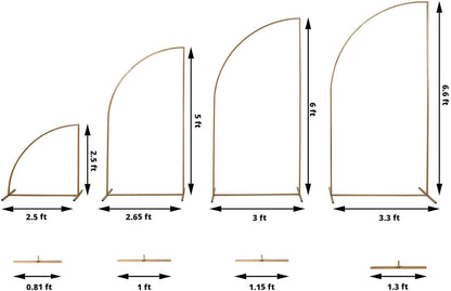 Tableclothsfactory Set of 4 | Gold Metal Wedding Arch Chiara Backdrop Stand, Half Moon Floral Frame Arbor Display - 2.5ft,5ft,6ft,6.5ft