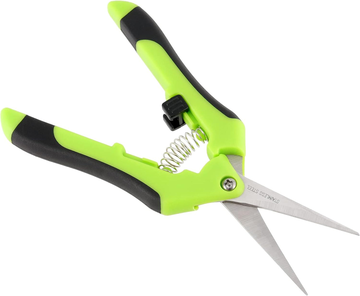 PINGEUI 12 Pack 6.5 Inches Green Micro Tip Pruning Snips, Bud Trimming Scissors with Straight Tip Stainless Steel Blades, Gardening Hand Pruning Shears for Trimming Herb Plants Flowers Bonsai