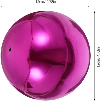 ibasenice Stainless Steel Mirror Reflective Gazing Ball 12 Inch Garden Decor - Purple Decorative Sphere for Outdoor Use 2Pcs Set