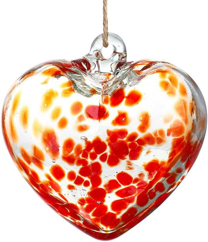 Love Heart Hand Blown Glass Gazing Balls for Garden Hanging Friendship Balls Christmas Ball Ornaments for Xmas Tree Decoration (Red - B)