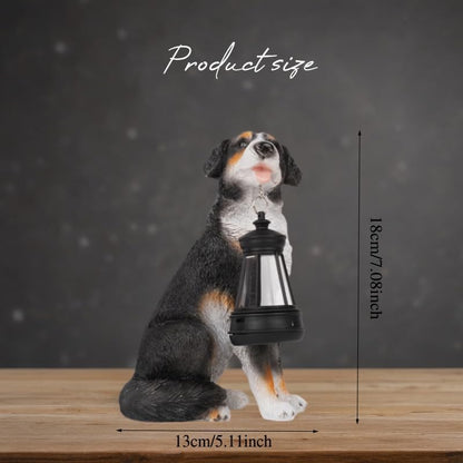 Bourne Dog Garden Statues with Solar Lantern, Outdoor Figurine Resin Sculpture Hanging Solar Power Lights for Decoration Yard Patio Balcony Lawn Ornament Art Decor, Unique Gift for Grandma Wowen Mom