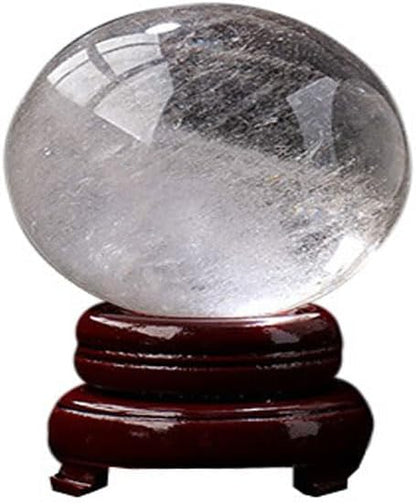StoneStory Clear Quartz Crystal Sphere Ball with Wood Stand Large Healing Crystals Sphere Sculpture Home Office Decoration Fengshui Meditation Healing 80mm 3.14'' (Clear Quartz, 3.14'')