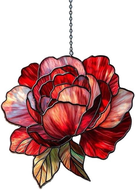 Peony Acrylic Suncatcher Home Decor Window Gift for Her Lover Gardening November Birth Flower Sun Catchers Windows Indoor Hanging Decorations Outdoor