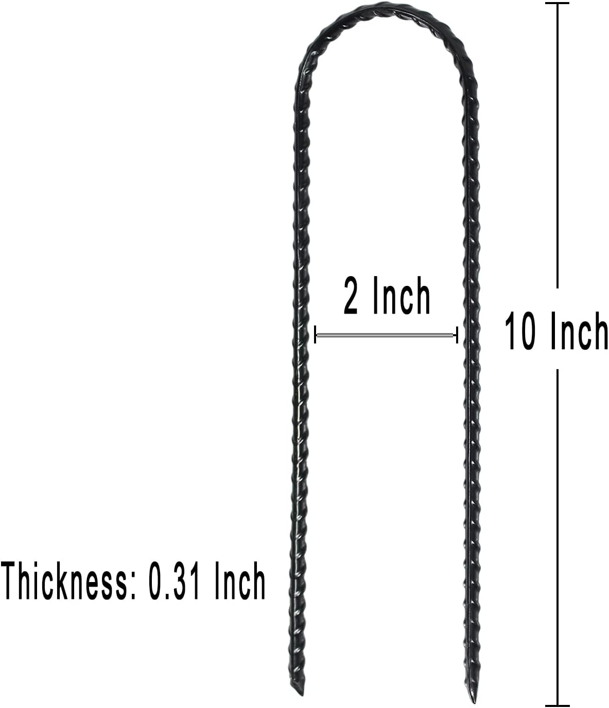 20 Pack 10 Inch Heavy Duty Trampolines Wind Stakes Galvanized Steel Garden Stakes U-Shaped Staples for Landscaping, Camping Tents, Soccer Goals and Garden Decoration