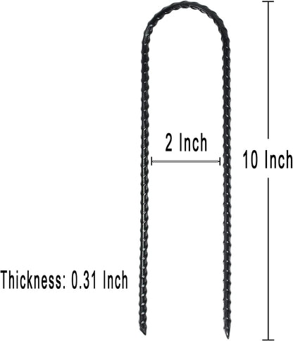 20 Pack 10 Inch Heavy Duty Trampolines Wind Stakes Galvanized Steel Garden Stakes U-Shaped Staples for Landscaping, Camping Tents, Soccer Goals and Garden Decoration
