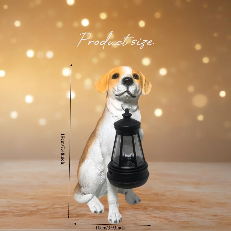 Beagle Dog Garden Statues with Solar Lantern, Outdoor Figurine Resin Sculpture Hanging Solar Power Lights for Decoration Yard Patio Balcony Lawn Ornament Art Decor, Unique Gift for Grandma Wowen Mom