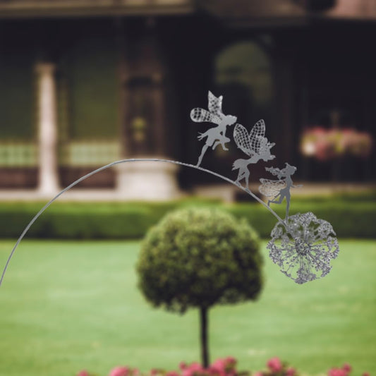 Flower Fairy Dancing with Dandelion Garden Art Sculpture Stainless Steel Statue Christmas Halloween