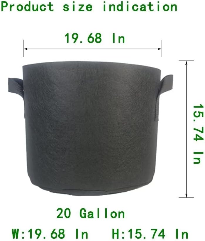 WEIFENG 3-Pack 20 Gallon Grow Bags Thickened Large Flower Pots Outdoor Fabric Pot with Handles