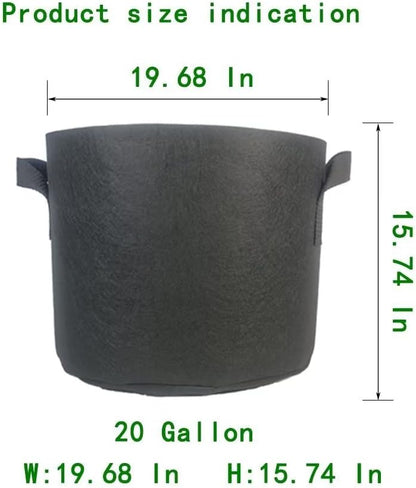 WEIFENG 3-Pack 20 Gallon Grow Bags Thickened Large Flower Pots Outdoor Fabric Pot with Handles