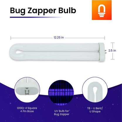 lumenivo FUL40T8 Fluorescent Black Light Bug Zapper Ultraviolet Replacement Bulb 40 Watt, G10Q-4 Square 4 Pin Base, T8 U Shape Bug Zapper Bulb Replacement - 3 Pack